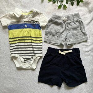 Carter’s Joe Fresh 6M Striped Bodysuit Shorts Bundle + Bonus GUC Baby Neutral